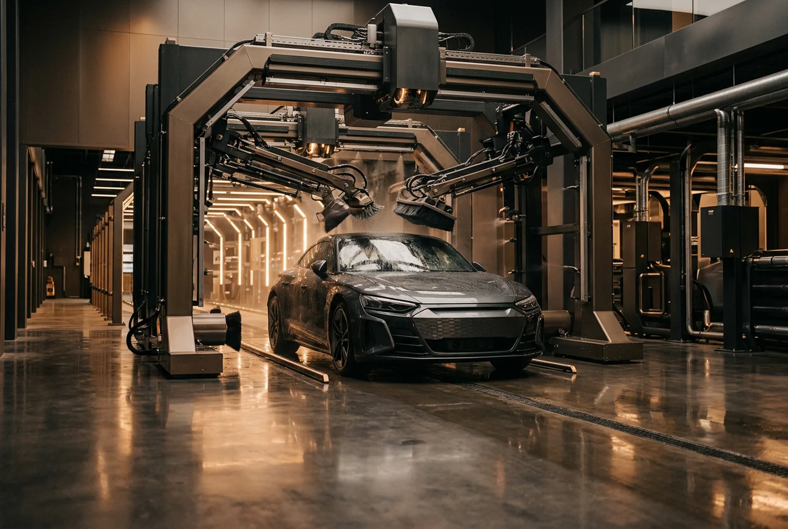 Automated vehicle-care technology in a modern facility